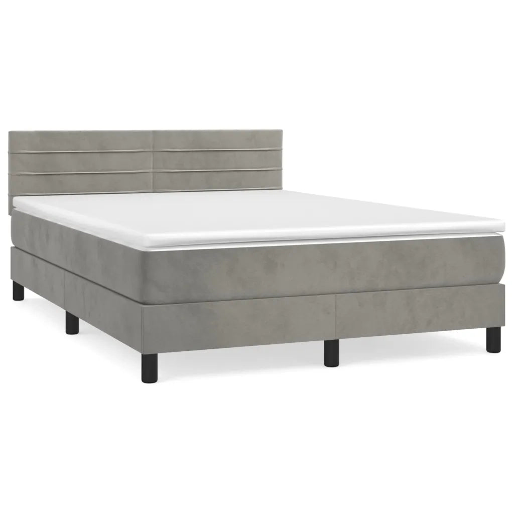 Giroletto a Molle con Materasso Grigio Chiaro 140x200cm Vellutocod mxl 75650