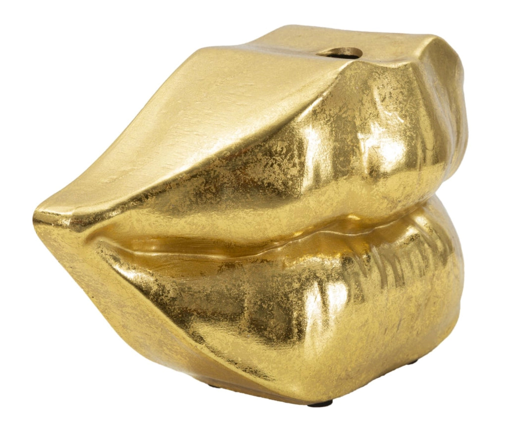 Vaso Mouth Lip 23x8x12 cm in Resina Oro