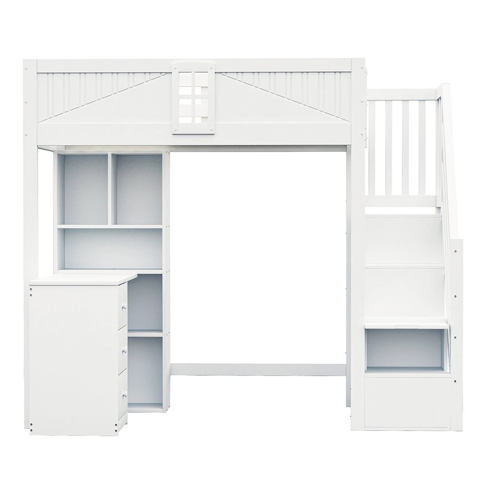 Letto a castello - Xylo - 90x200 cm scrivania bianco