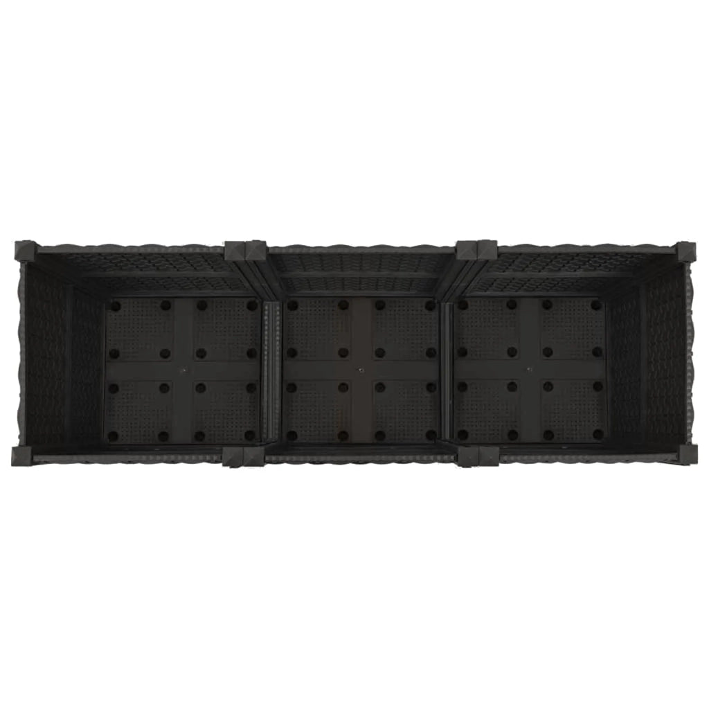 Vaso da Giardino con Ruote Nero 120 x 40 x 44 cm PP 3423047