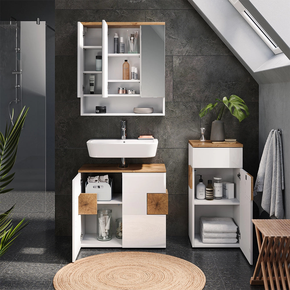 Vicco Set di mobili da bagno Bianco 3 parti
