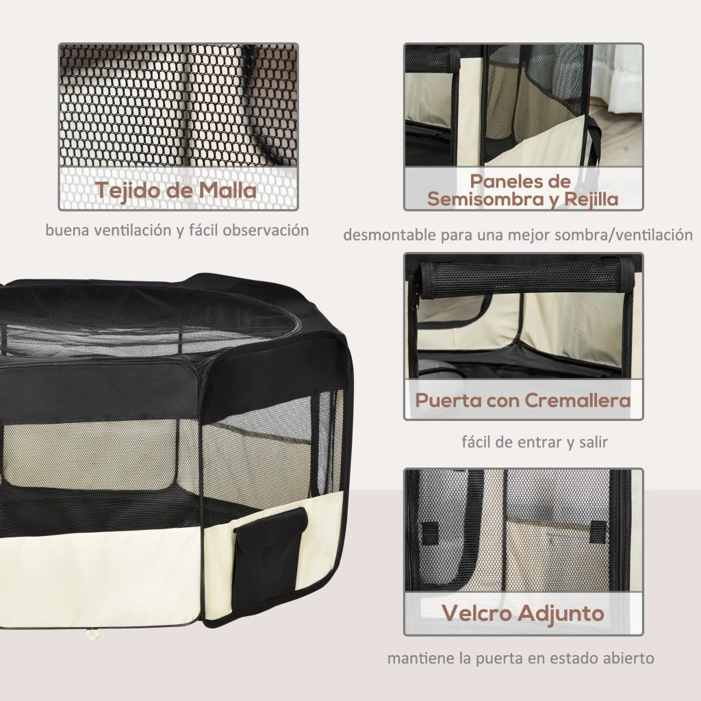 Recinto Pieghevole per Cani ¨C zephmum ¨C 8 Panelli, Nero, ?120x58 cm