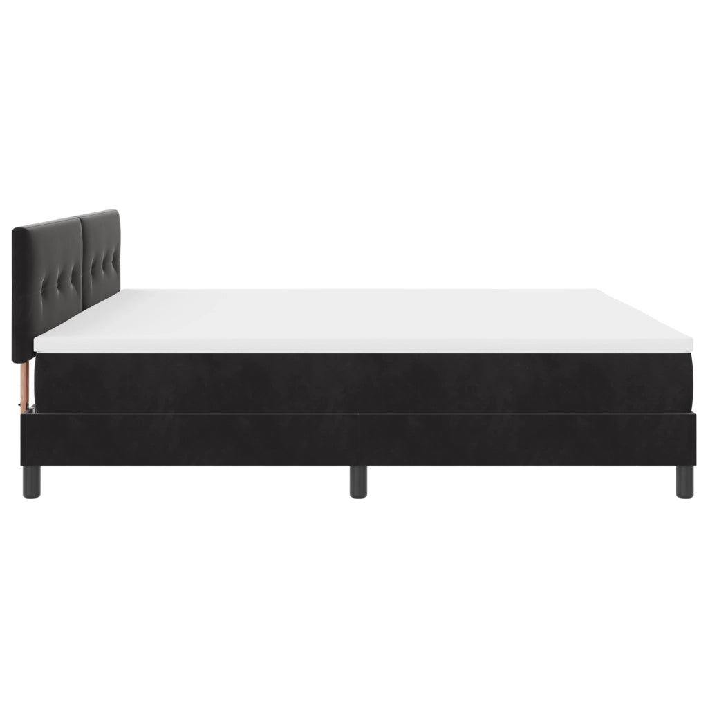 letto box spring  con materasso nero 200x200 cm in velluto