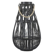 Lanterna in legno di bambù Nero e vetro 56 cm per interni ed esterni scandinavi