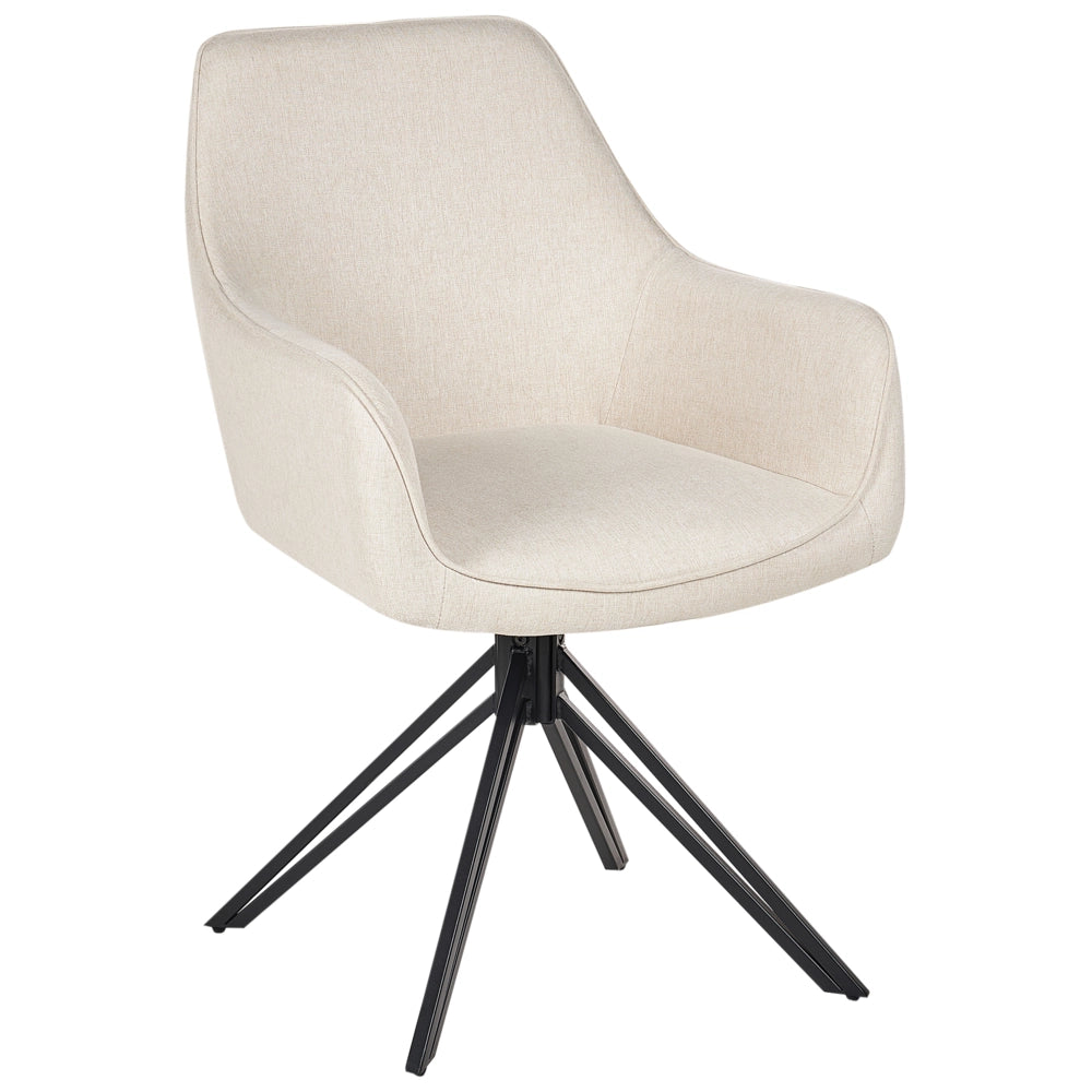 Set di 2 Sedute imbottite in tessuto beige gambe in metallo girevoli in stile retrò