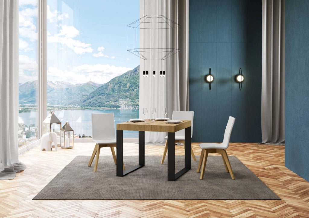 Tavolo allungabile 90x90/246 cm Tekno Quercia Natura telaio Antracite