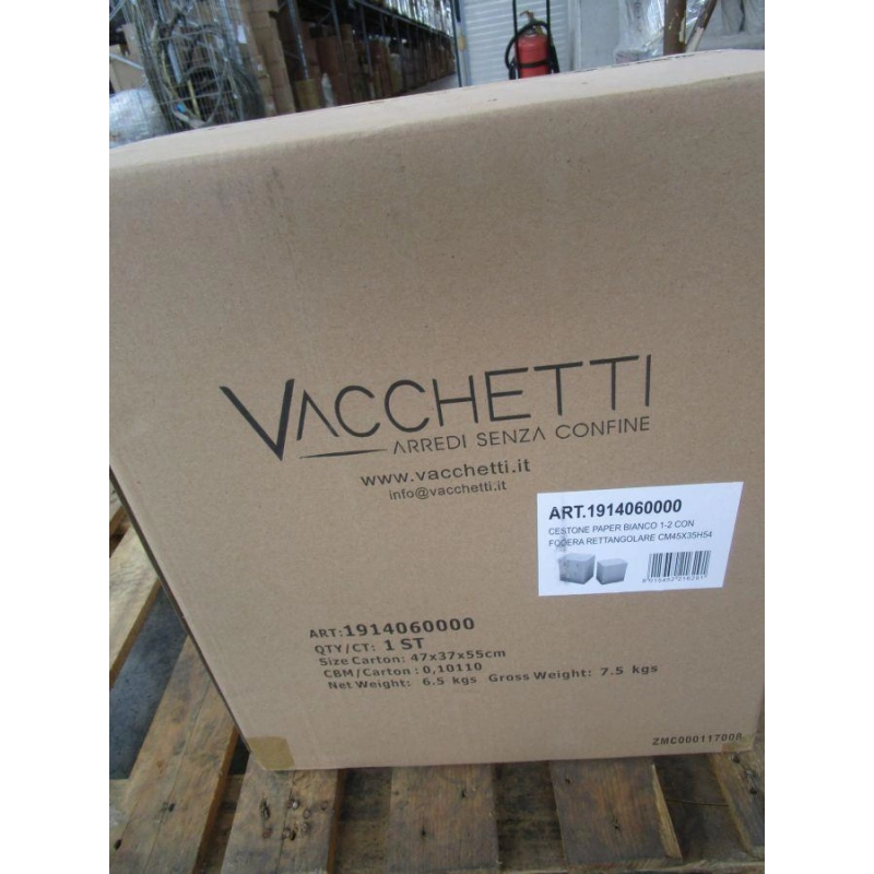 Cestone paper bianco 1-2 con fodera rettangolare cm 45x35h54