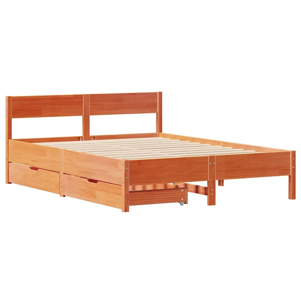 Letto senza Materasso Marrone Cera 135x190 cm in Legno di Pino 3301766