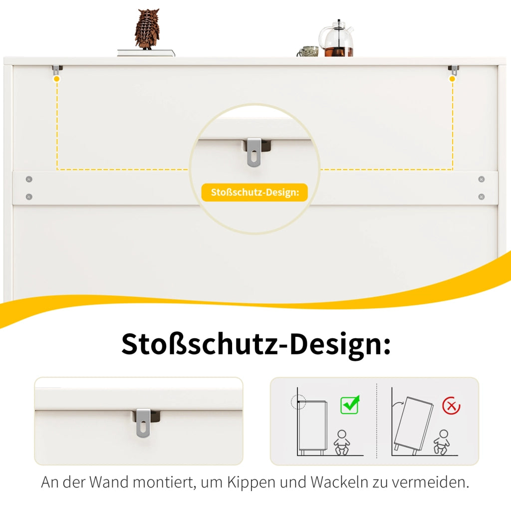 Credenza con chiusura a pressione e ripiano regolabile 120 x 35 x 71 cm; MDF; bianca