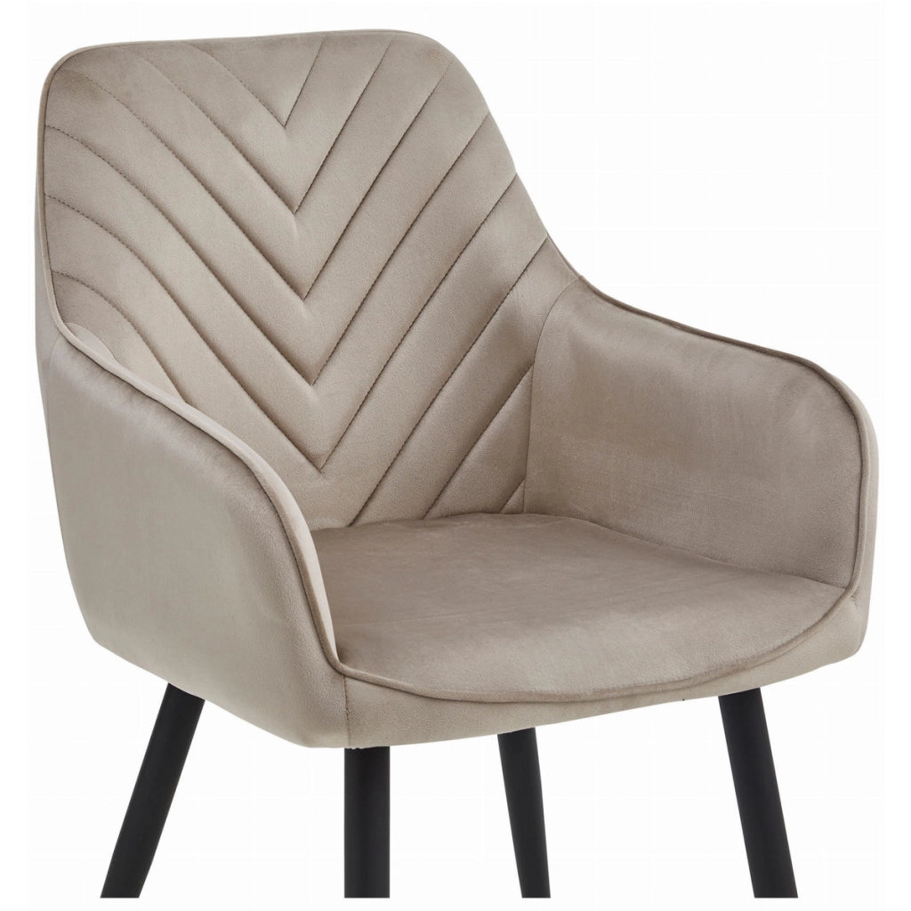 Set di 2 sedie Nana in velluto beige con gambe nere