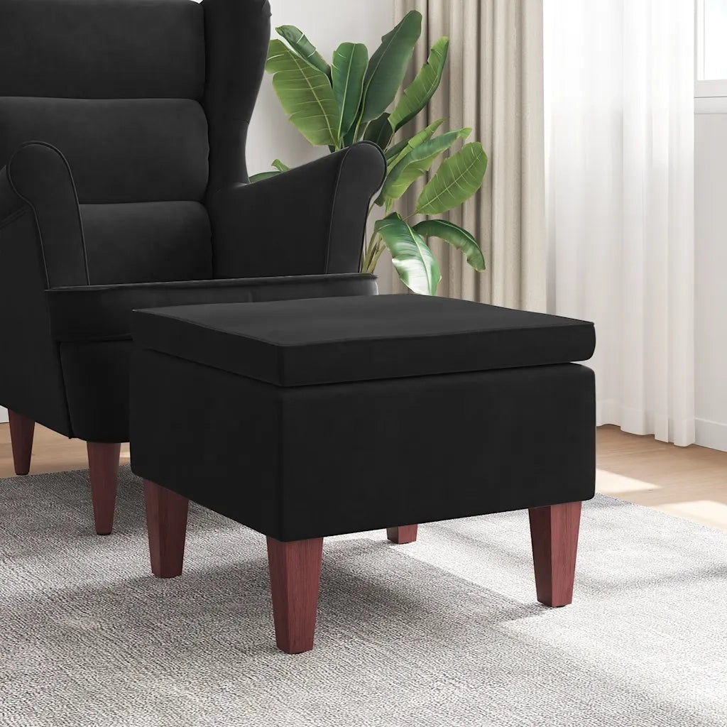 Poggiapiedi con Gambe in Legno Nero in Velluto cod mxl 51313
