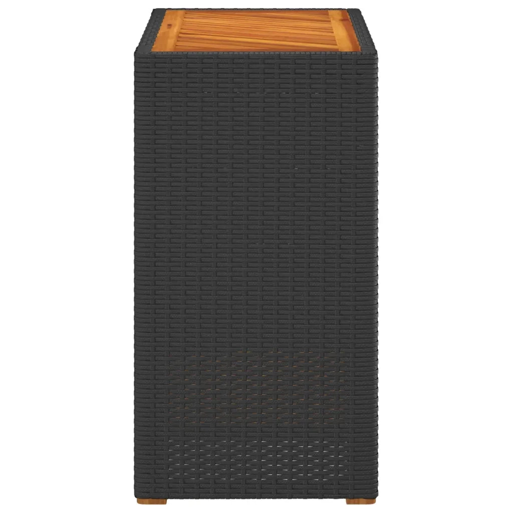 Tavolino da Giardino Piano Legno Nero 60x40x75 cm Polyrattan