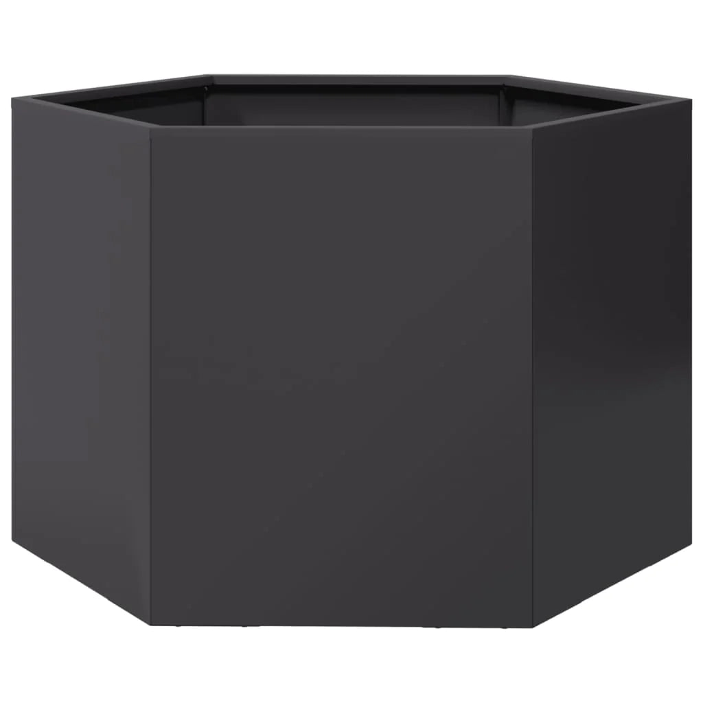 Fioriera/aiuola esagonale per piante fiori terrazza giardino 69 x 60 x 45 cm acciaio nero 02_0038650