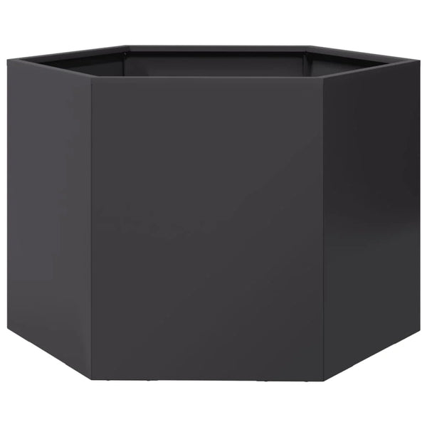 Fioriera/aiuola esagonale per piante fiori terrazza giardino 69 x 60 x 45 cm acciaio nero 02_0038650