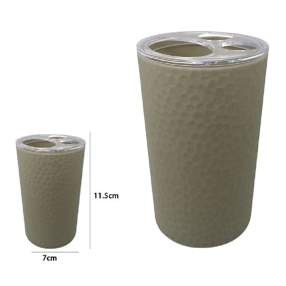 Trade Shop - Porta Spazzolini Bicchiere Accessorio Bagno Beige 3 Fori Portaspazzolini 79178 -