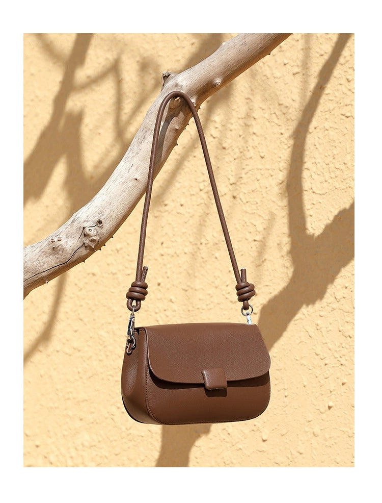 Borsa da donna alla moda in vera pelle marrone