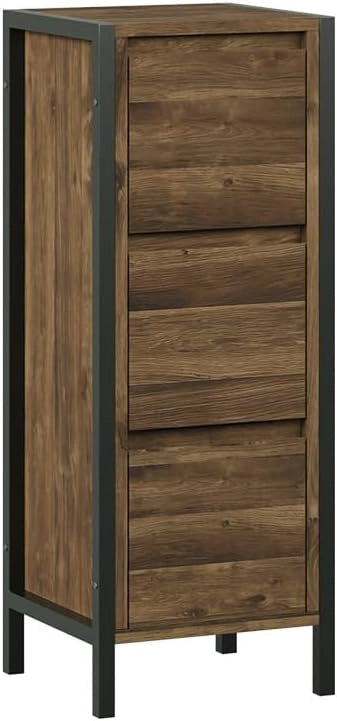 Specchio contenitore bagno Naola, Quercia/nero, 62.2 x 62.5 cm con 1 porta a specchio, per la conservazione di articoli da bagno e asciugamani