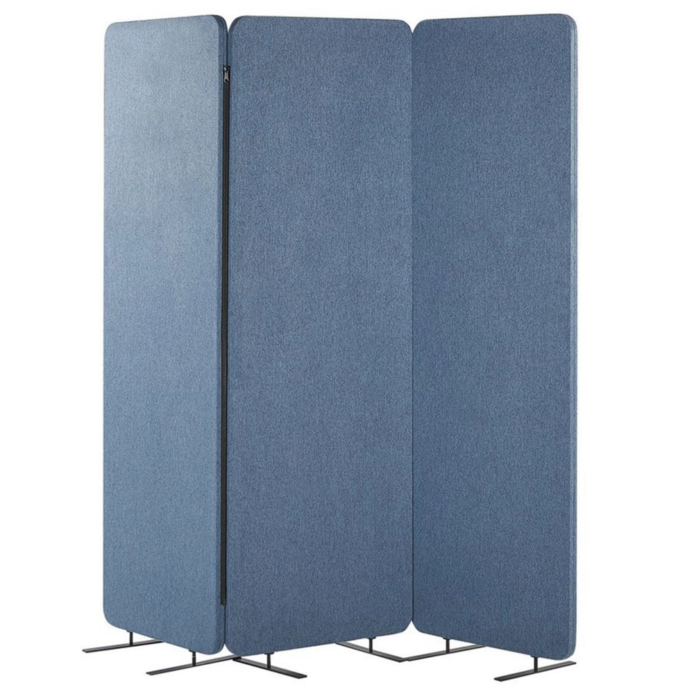 Paravento acustico a 3 ante separè divisorio ufficio blu moderno