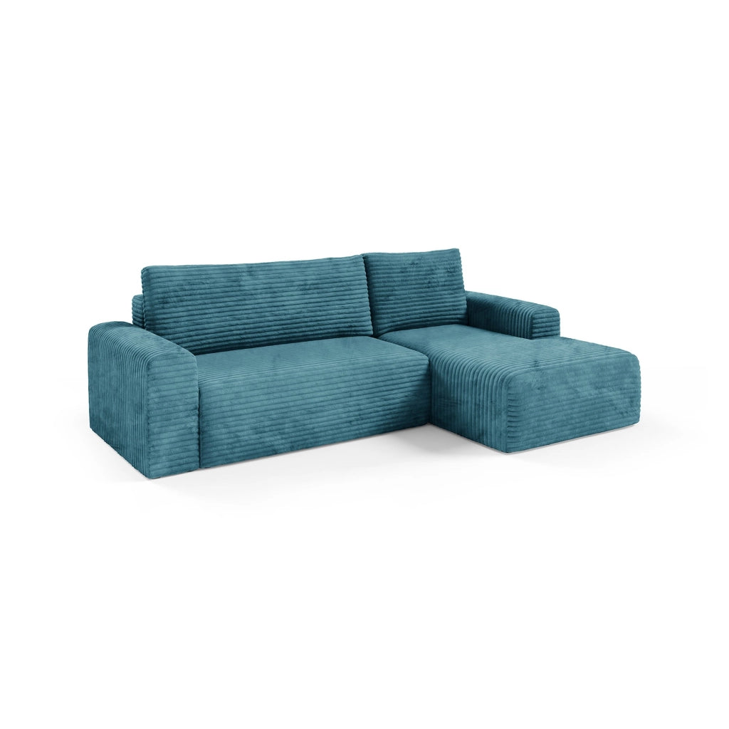Folgarida, Divano Letto con Penisola Contenitore, 268x163 cm blu Petrolio