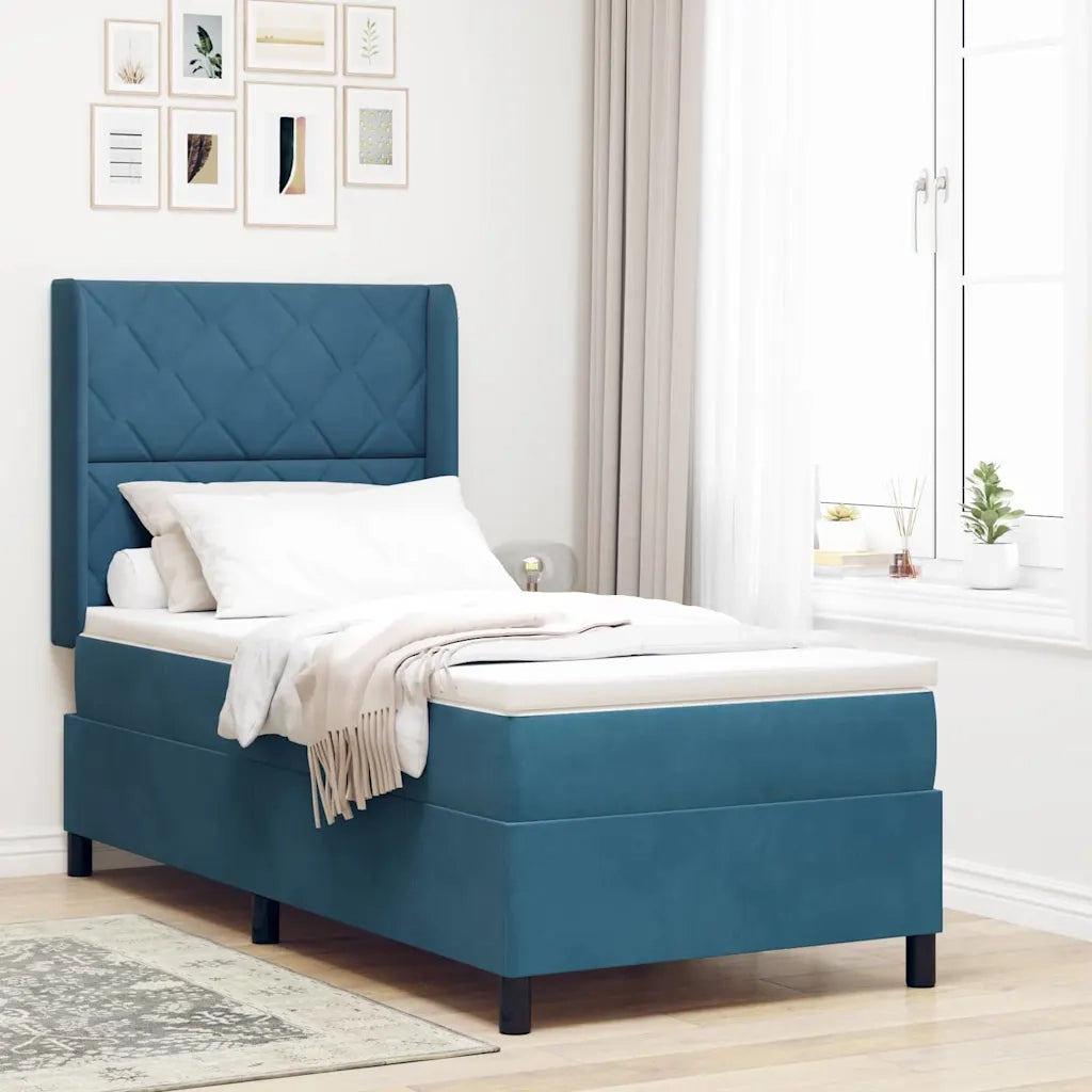 Letto a molle con strisce LED Blu 100 x 200 cm Velluto 3343914