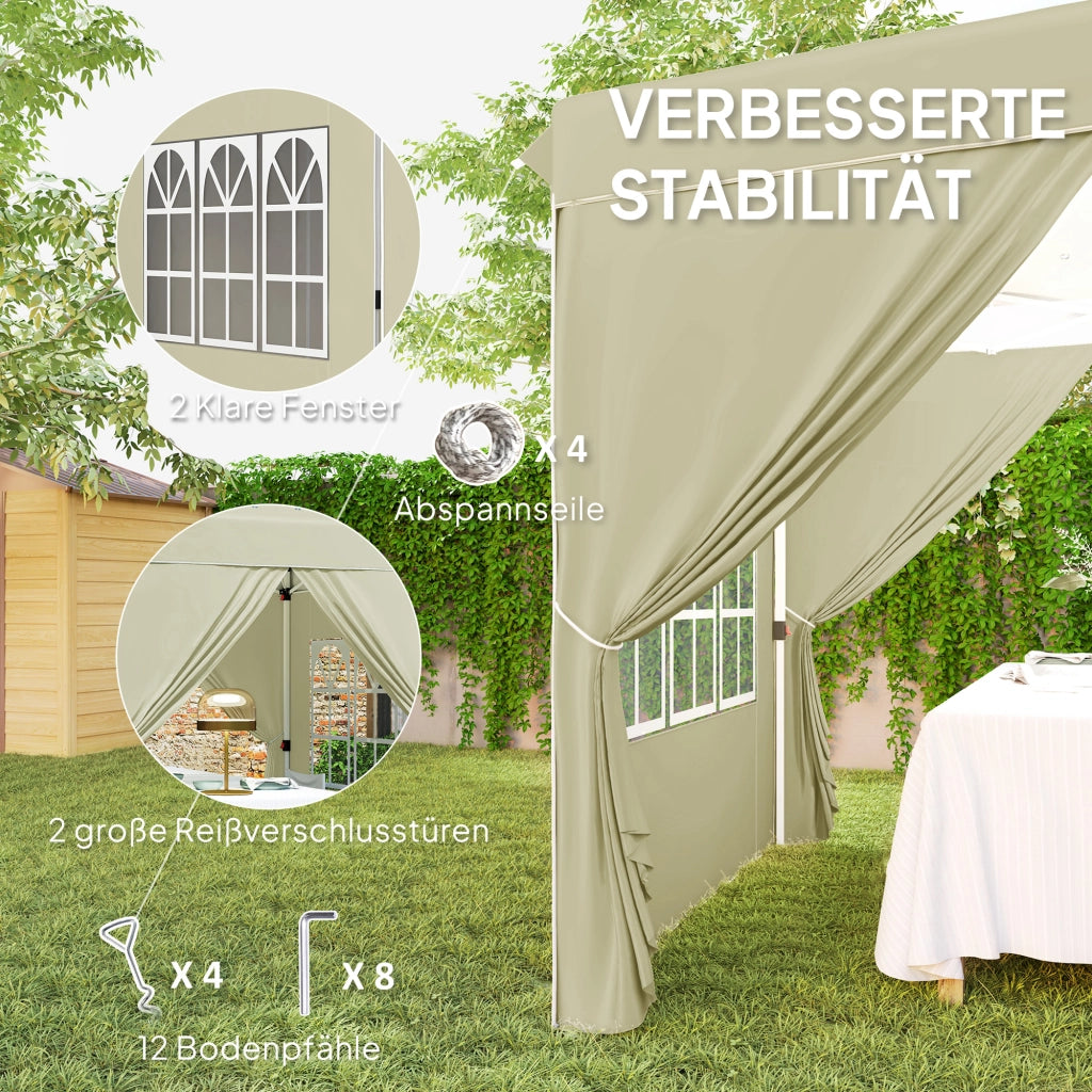 Gazebo pieghevole con pareti laterali e borsa da trasporto ¨C zephmum ¨C cremewei? 2.5x2.5m