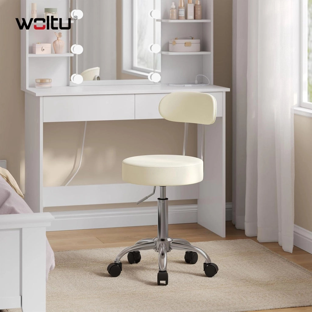 Sedie Ufficio Sedia da Scrivania Sgabelli con Schienale PU Cromato Girevole Moderno, per Ufficio, Salone, Massaggio, Toeletta Trucco, Crema