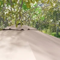 Ombrellone 3x3 m a Braccio con 8 Stecche, Pedale e Manovella, in Alluminio e Poliestere, color Khaki