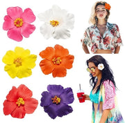 Set di Spille per Capelli da 6 - Fiori di Hawaii - Plumeria/Hibisco - Clip di Fiori Artificiale - Accessori per Capelli Estivi - Diametro di Fiori 10 cm