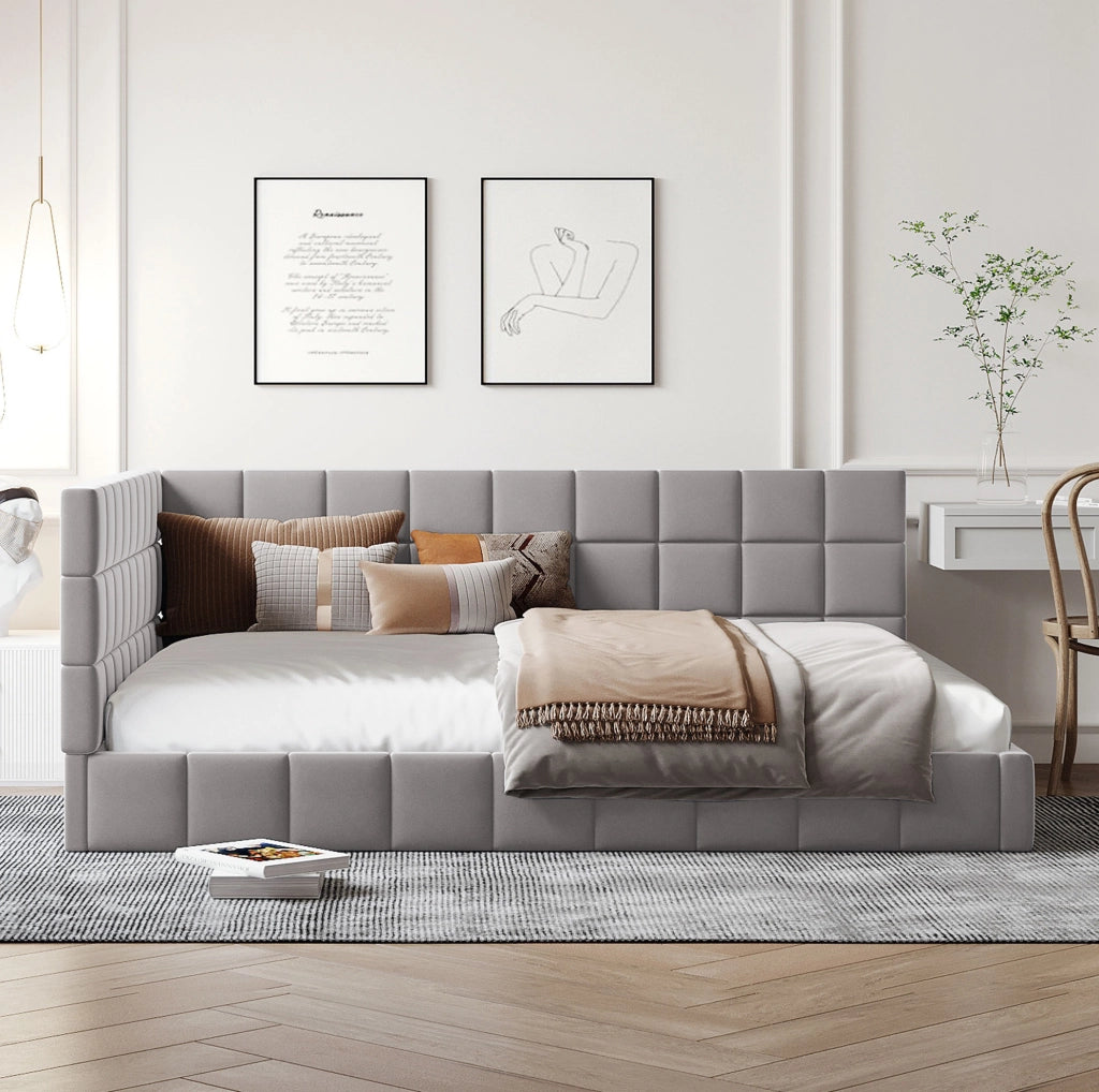 Divano letto 140x200 cm; stile classico; tessuto; grigio (Senza materasso)