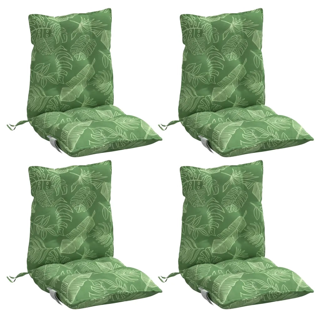 Cuscini Sedia Schienale Basso 4 pz Motivo Foglie Tessuto Oxfordcod mxl 114909