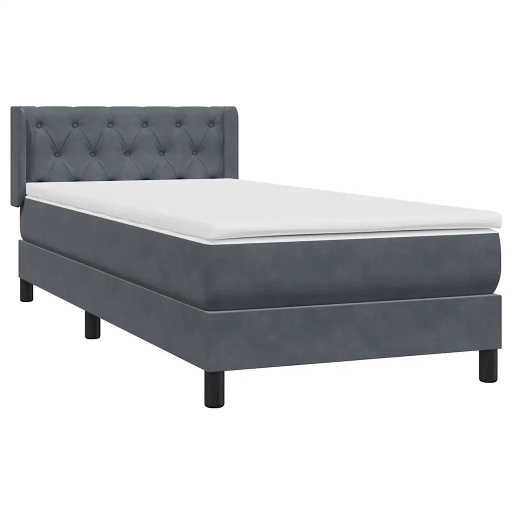 Giroletto a Molle con Materasso Grigio Scuro 80x210 cm Velluto 3318346
