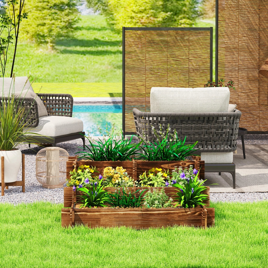 Fioriera a 3 Livelli Giardino ¨C Minimal ¨C 93x93x35 cm Carbonizzato