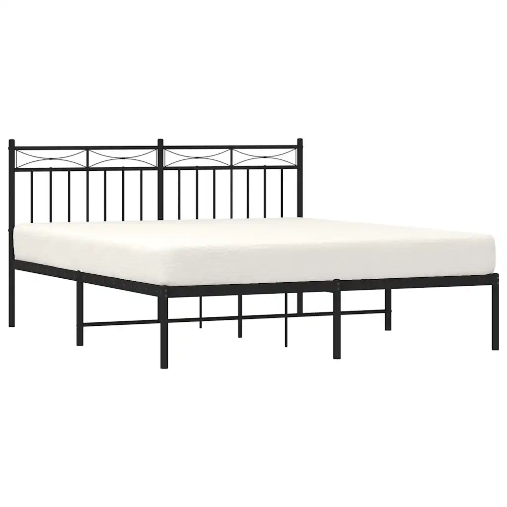 Giroletto con Testiera in Metallo Nero 150x200 cm 373693