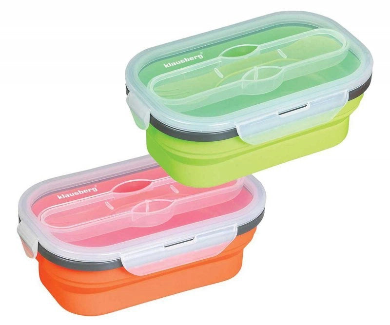 Klausberg KB-7022 Portapranzo pieghevole in silicone con posate