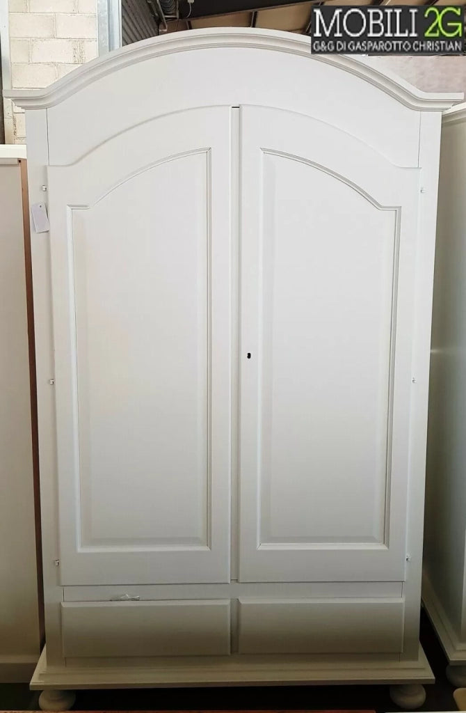 Armadio cappello tondo bianco opaco shabby 125x60x200 (1245) - Mobili 2G
