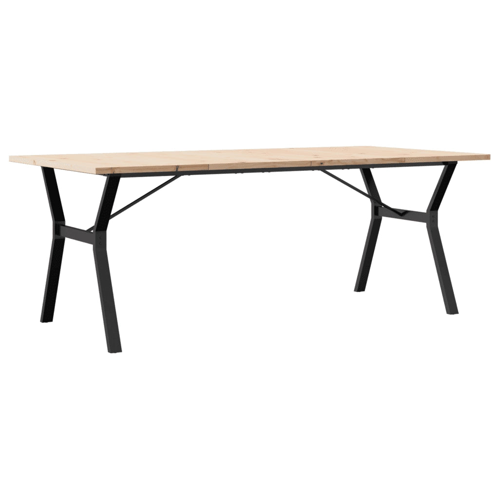 Tavolo Pranzo Telaio a Y 200x100x75,5 cm Legno Pino e Acciaio