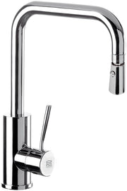 Rubinetto laterale per lavello con bocca a u girevole e doccetta dual jet serie minimal