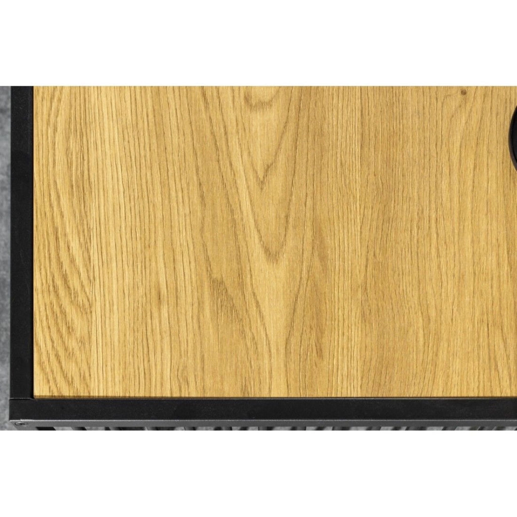 Tavolino basso ABITTA rettangolare 100 cm in rovere chiaro e vetro fumé - Moderno con piano misto legno e vetro