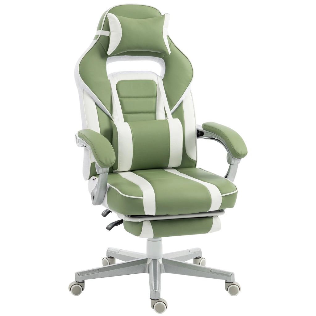 Sedia da Gaming Reclinabile con Poggiapiedi e Schienale Regolabile Verde ¨C Minimal ¨C Tessuto