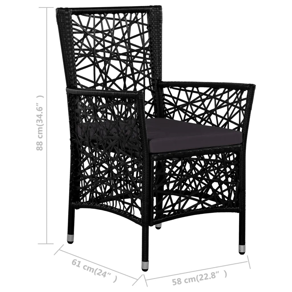 Set da Pranzo da Giardino 9 pz in Polyrattan Nero 44086