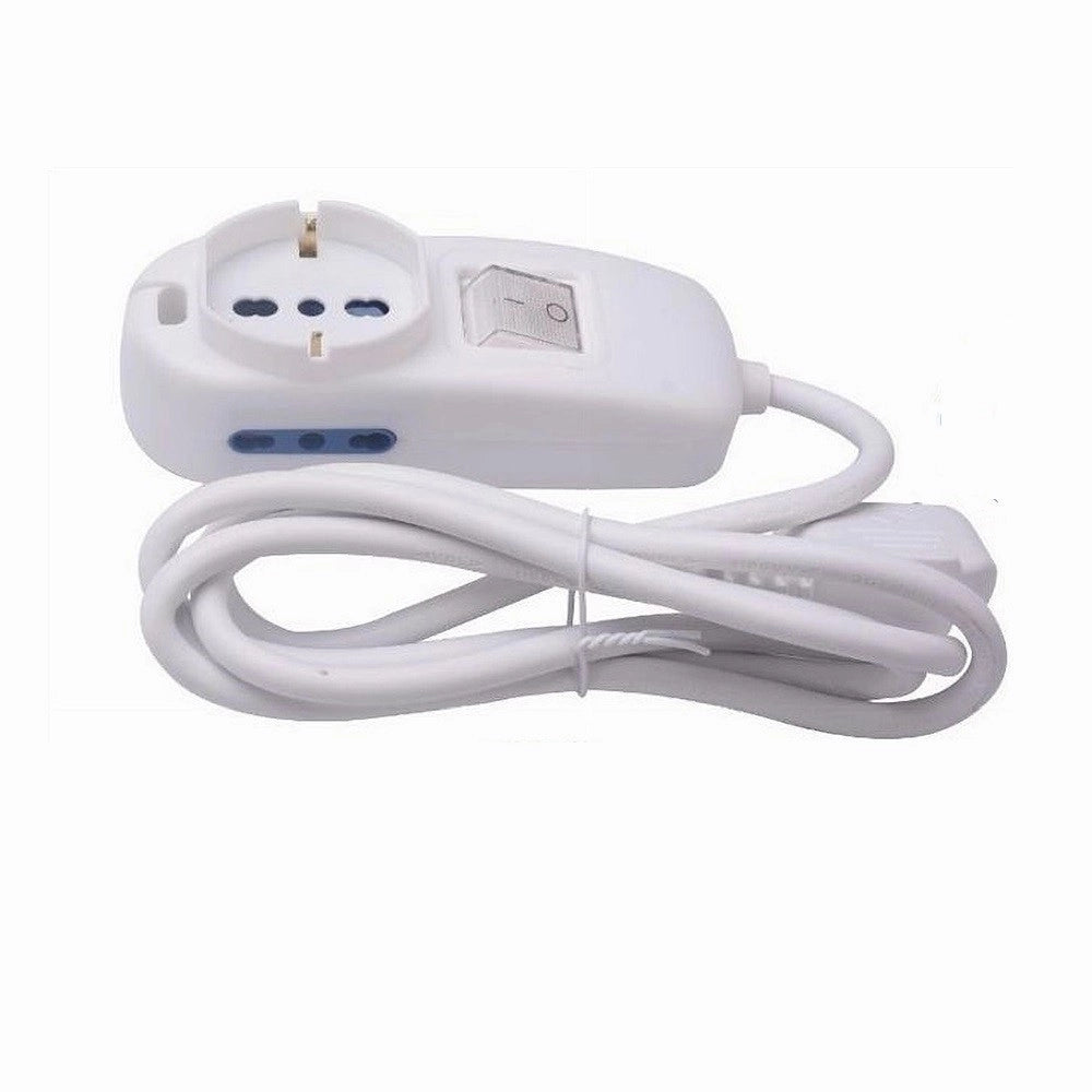 Trade Shop - Multipresa 1 Uscite Universali + 2 Bipasso 10/16a Spina 16a Cavo 1.5 Mt 80331n -