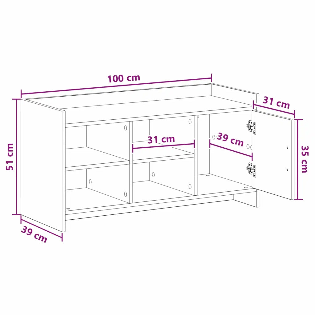 Mobile per scarpe con porta Rovere Sonoma 100 x 39,5 x 51 cm 8011357