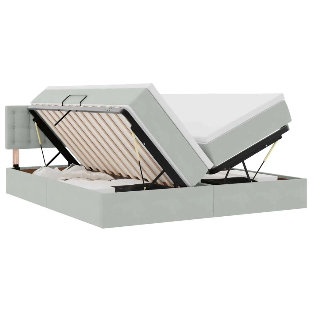 Letto con Contenitore con materasso Grigio chiaro 90 x 200 cm