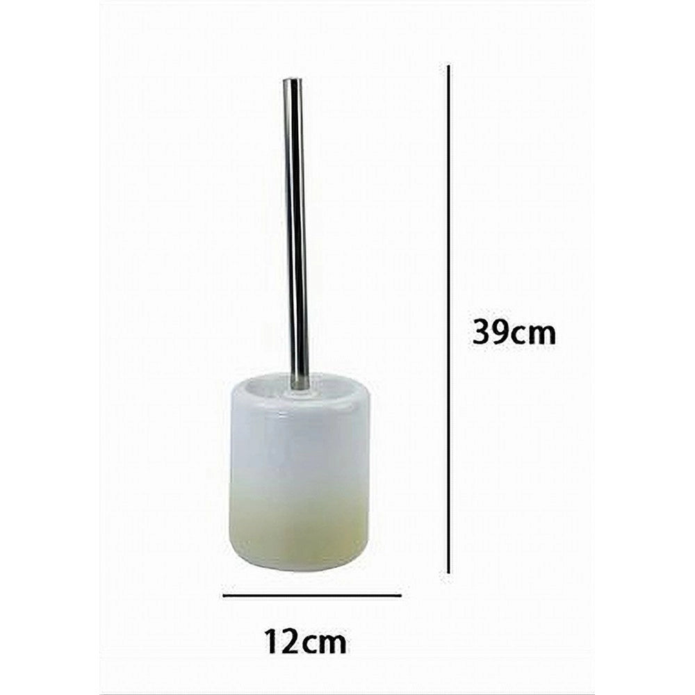 Trade Shop - Porta Scopino Arredo Bagno Wc Toilette Bianco Giallo Con Scopino Completo 59905 -