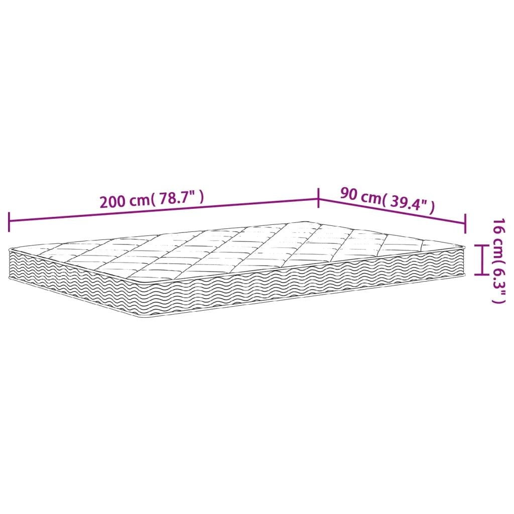 Materasso in Schiuma Mediamente Morbido 90x200 cm 373032