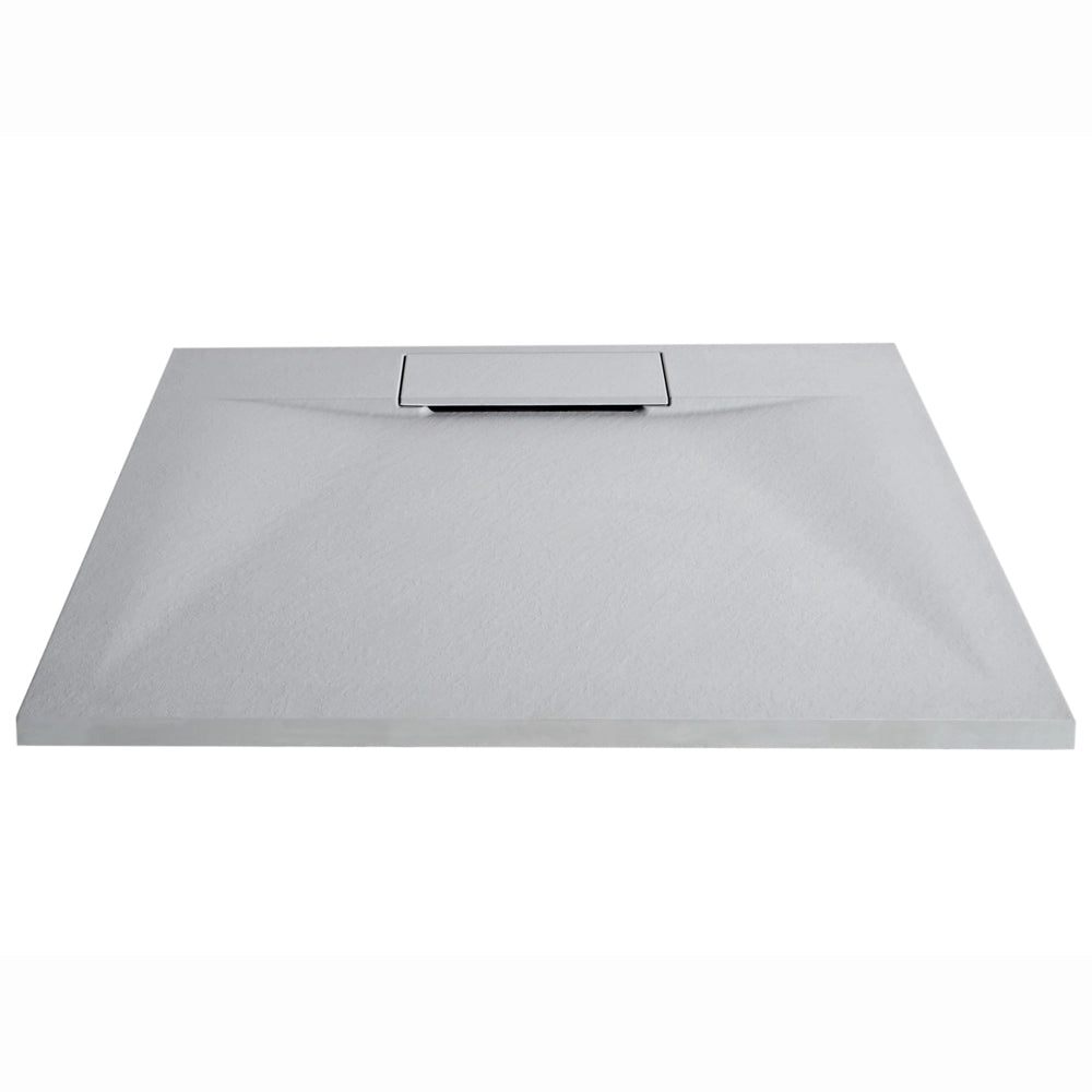 Piatto doccia con scarico grigio SMC 90 x 90 x 3 cm effetto pietra naturale minimalista