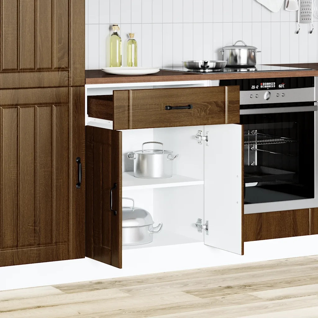Base da Cucina-Mobile Base da Cucina Lucca Rovere Marrone in Legno Multistrato 374114