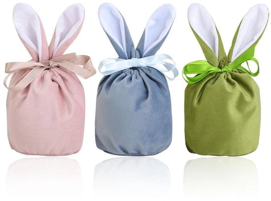 Set di uova di pasqua 3 pezzi - Borse di velluto con uovo - Reutilizzabili - 10 x 12 cm - Decorazione di Pasqua - Ideale per regali - Eastermandje