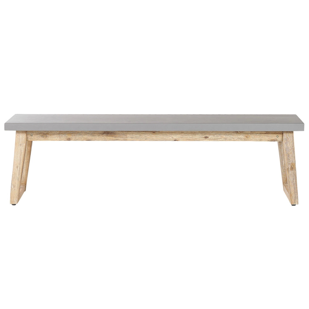 Set da pranzo per esterni in fibra di cemento grigio legno di acacia chiaro 6 persone tavolo 2 panche design moderno