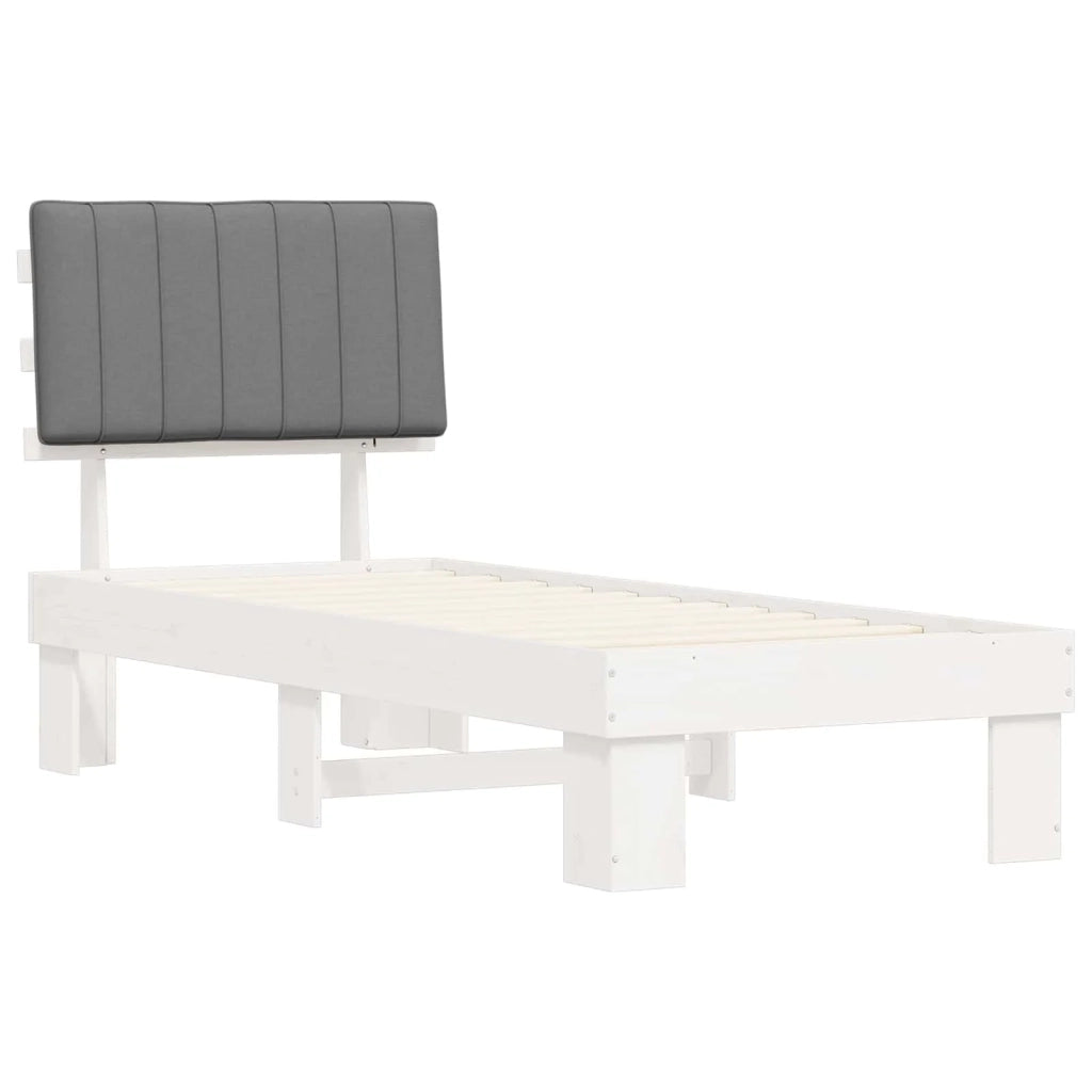 Letto con Testiera Rivestita Grigio chiaro 75 x 190 cm